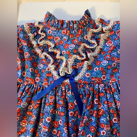 Vintage Coquette Retro Floral Ruffle Kid Baby Formal Holiday Dress:Thanksgiving - Picture 6 of 13